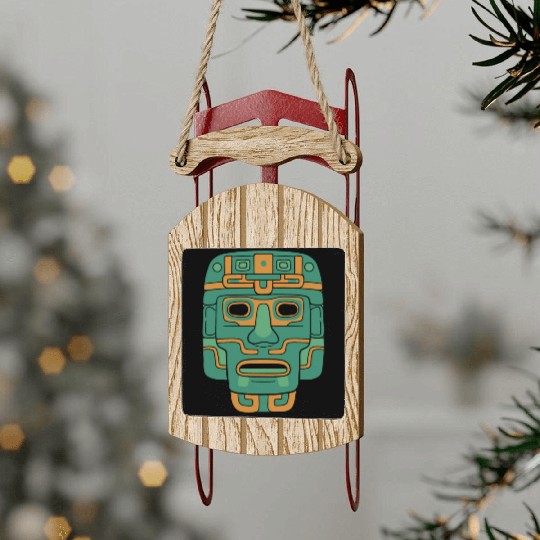 Aztec God Ancient Mythology Huitzilopochtli Mask Sled Ornaments
