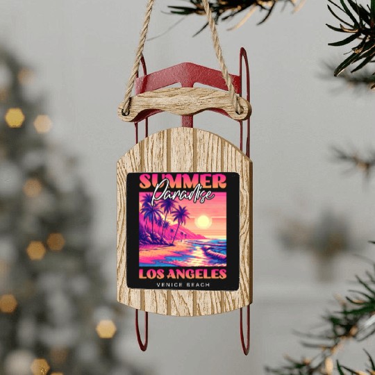 Summer Paradise Los Angeles Venice Beach Sled Ornaments