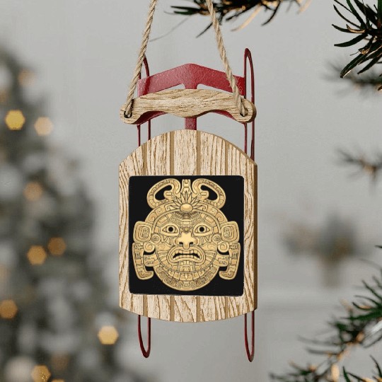Maya God Mayan Mythology Ancient God K'inich Ahau Sled Ornaments