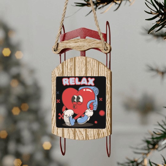 Red Love Retro Sled Ornaments