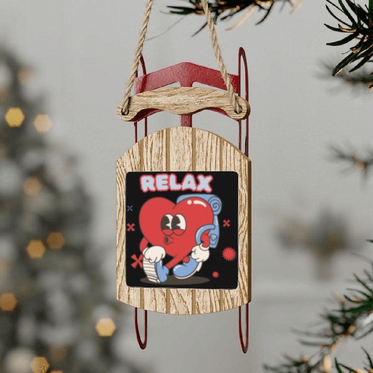 Red Love Retro Sled Ornaments
