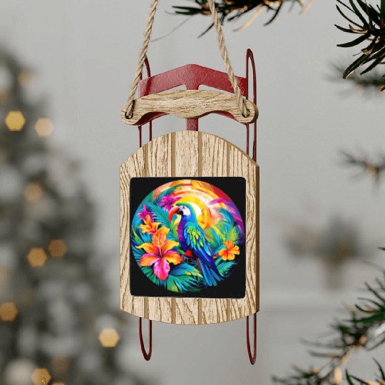 circular-design-featuring-a-bustling-tropical Sled Ornaments