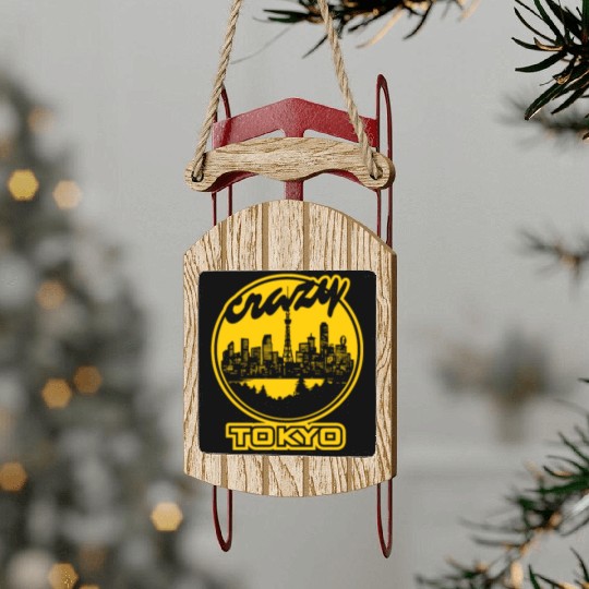 Crazy yellow Tokyo Sled Ornaments