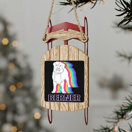Funny Dog Lover Retro Berner Bernese Dog Sled Ornaments