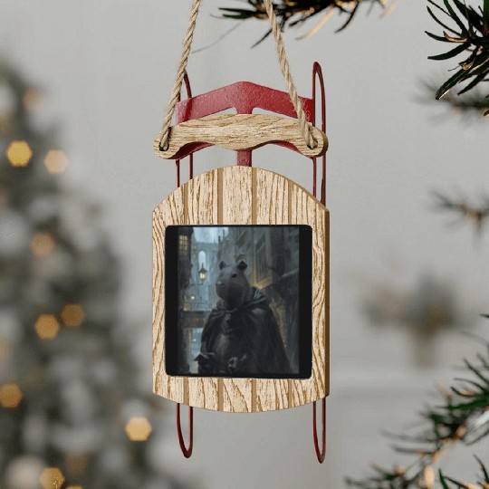 Funny Graphic Capybara Gifts Sled Ornaments