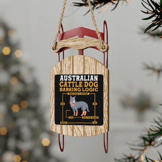 Blue Heeler Australian Barking Logic Cattle Dog Sled Ornaments