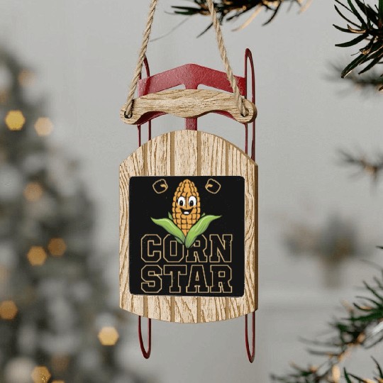 Funny Farm Food Sled Ornaments Corny Cob Farmer Corn Star