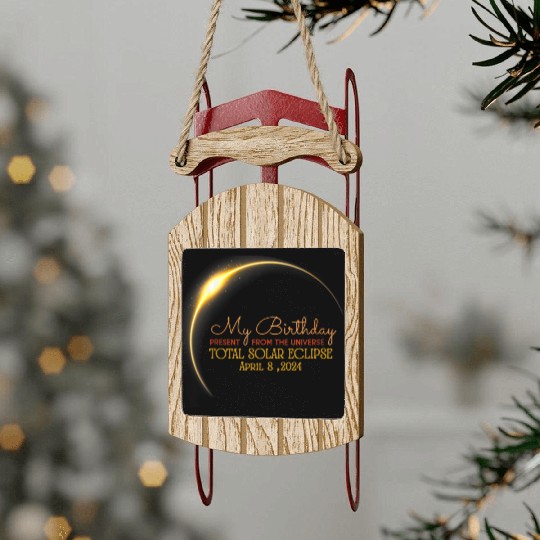 Solar Eclipse Birthday Present Universe Sled Ornaments