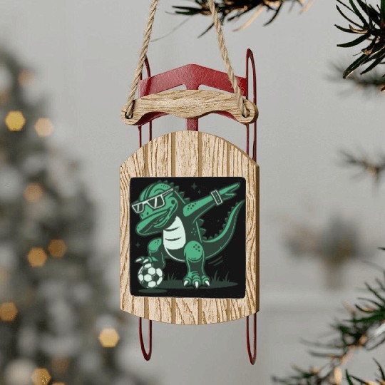 green dinosaur Sled Ornaments