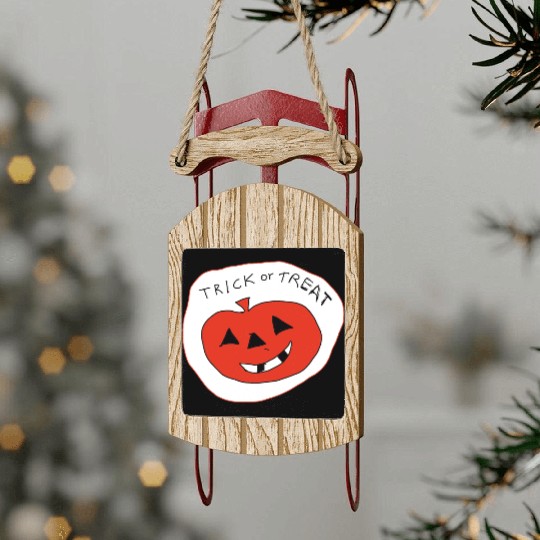 Trick or Treat Halloween Pumpkin Sled Ornaments