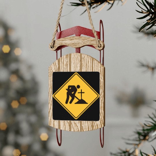 Midnight Exhume Site - Weird Road Sign Sled Ornaments