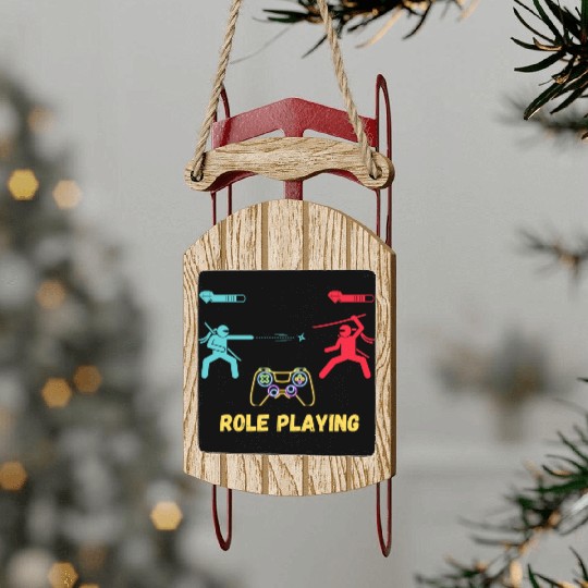 game game, gaming, gamer, video game, funny, video Sled Ornaments