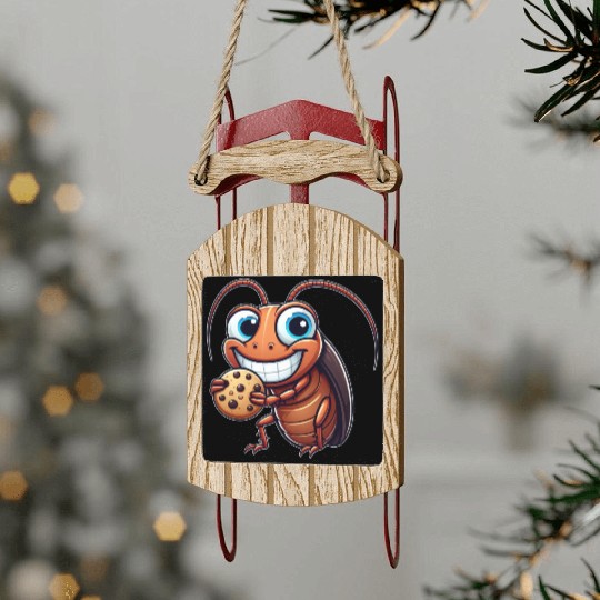 Funny cookie cockroach sweet dessert comic Sled Ornaments