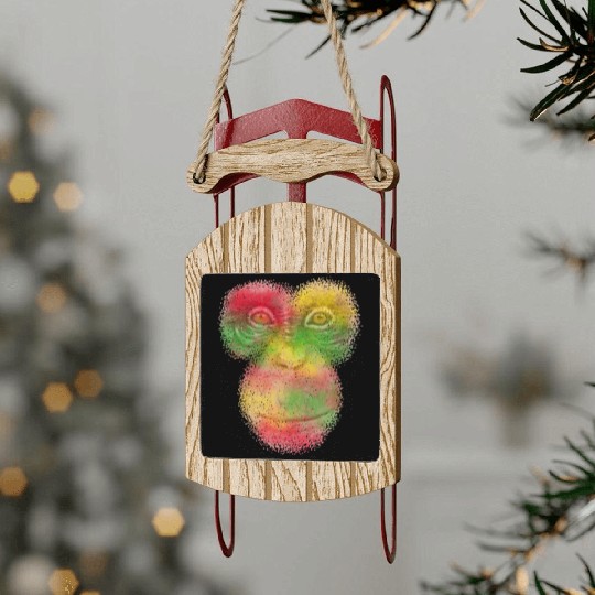 Colorful Retro Monkey Face Sled Ornaments - Funny Monkey