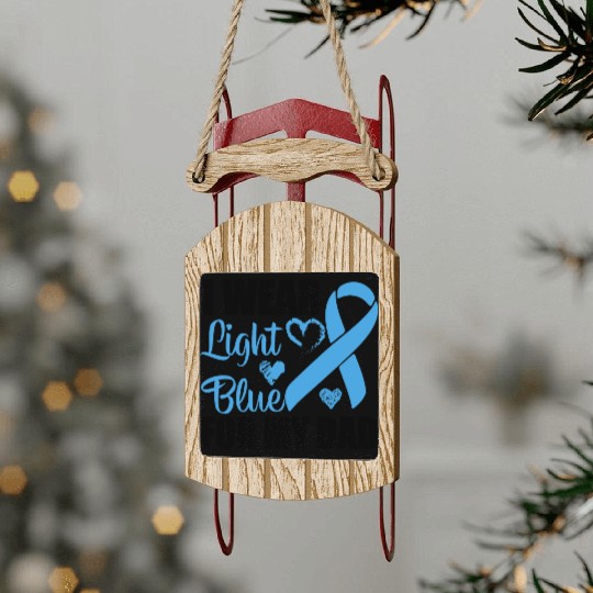 I wear Light Blue for my dad Prostate cancer Sled Ornaments