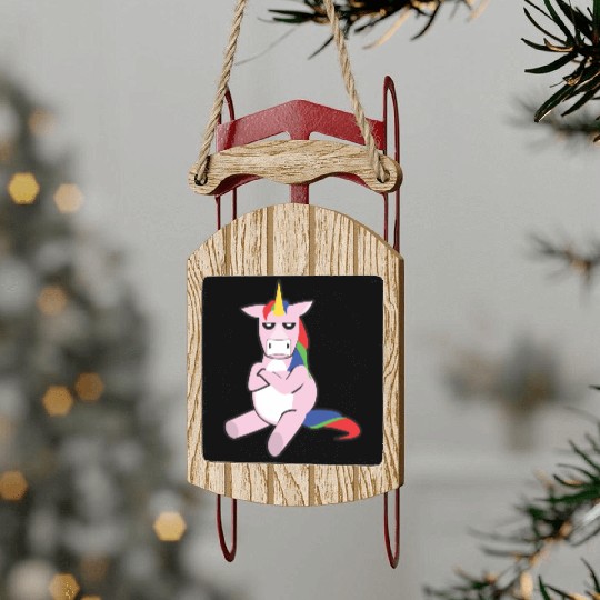 Grumpy Unicorn Sled Ornaments