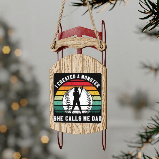 Calls Me Softball Dad Funny Daddy Father's Day Sled Ornaments