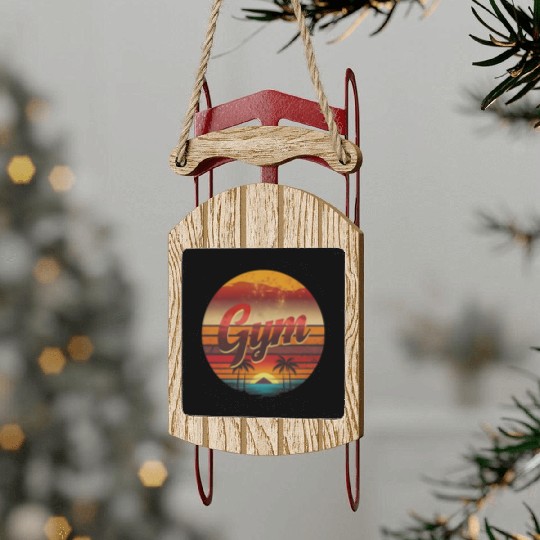 Vintage GYM Sunset Workout Streetwear Style Sled Ornaments