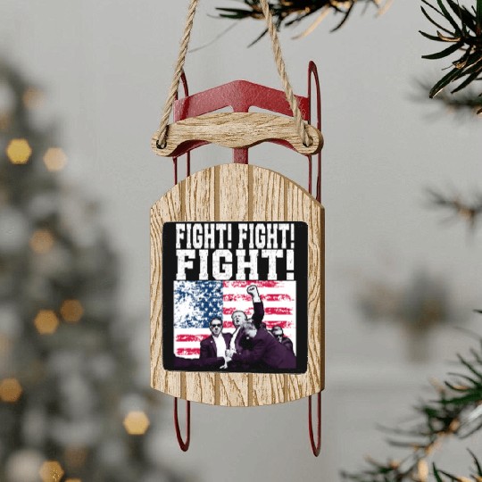 Trump Fight Fight Fight American USA FLAG DESIGN Sled Ornaments
