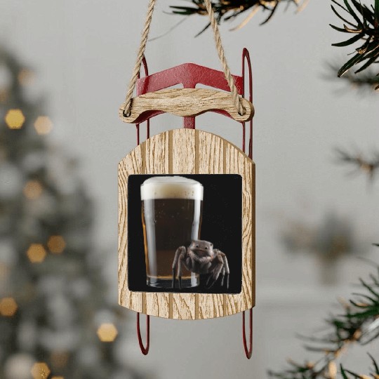 Spider Drinking Beer Realistic Sled Ornaments