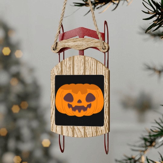 Halloween Pumpkin Sled Ornaments