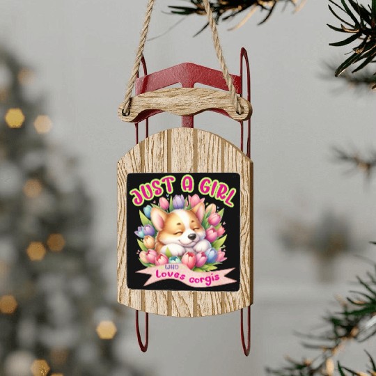 Corgi in tulips - Just a girl who loves corgis Sled Ornaments