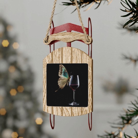 Butterfly Drinking Wine Realistic Sled Ornaments