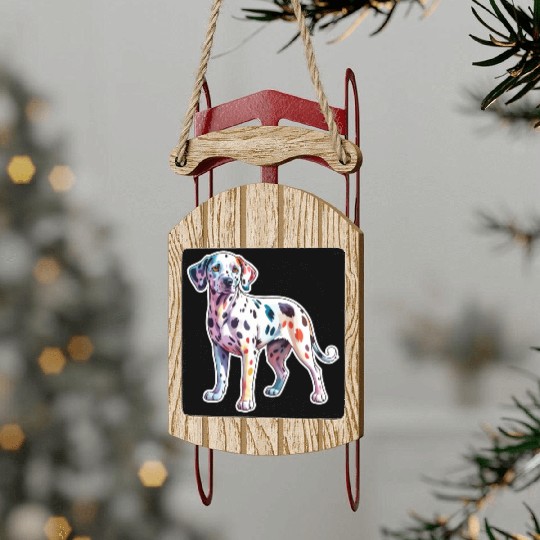Dalmatian Dog Watercolor Sled Ornaments