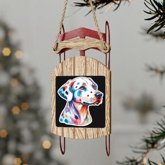 Dalmatian Dog Watercolor Sled Ornaments