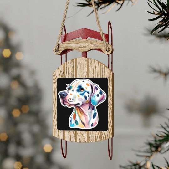 Dalmatian Dog Watercolor Sled Ornaments