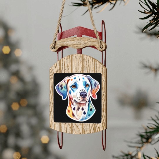 Dalmatian Dog Watercolor Sled Ornaments