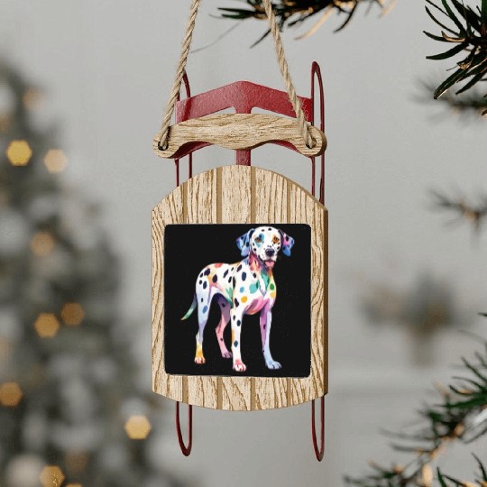 Dalmatian Dog Watercolor Sled Ornaments