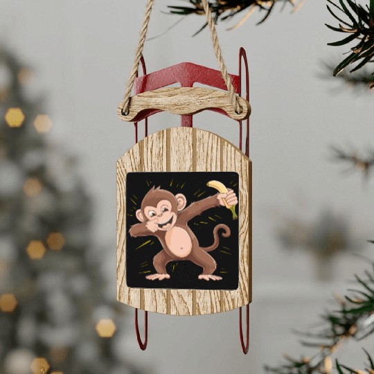 Cute Monkey for Kids for a Kid Sled Ornaments