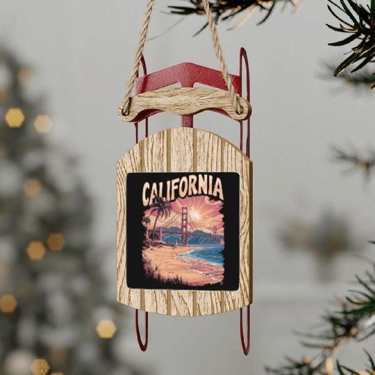 CALIFORNIA GOLDEN GATE BRIDGE BAY AREA Sled Ornaments