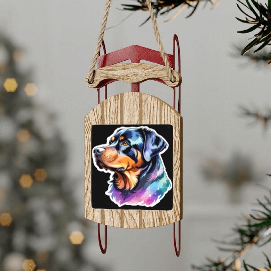 Rottweiler Watercolor Sled Ornaments