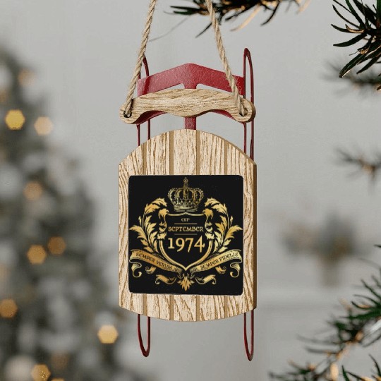 50th birthday "Semper Verum - Established 09/1974 Sled Ornaments