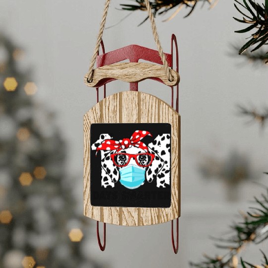 101 Days Smarter Dalmatian Dog Face Mask 100th Sled Ornaments