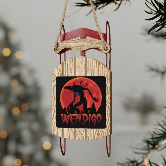 Cryptid Monsters Folk Wendigo Cryptid Creepy Sled Ornaments