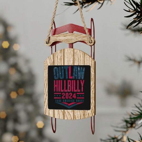 Vintage Elections Outlaw Hillbilly US Flag Sled Ornaments