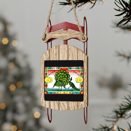 Japanese Safety Matches Matchbox Art Peacocks Sled Ornaments