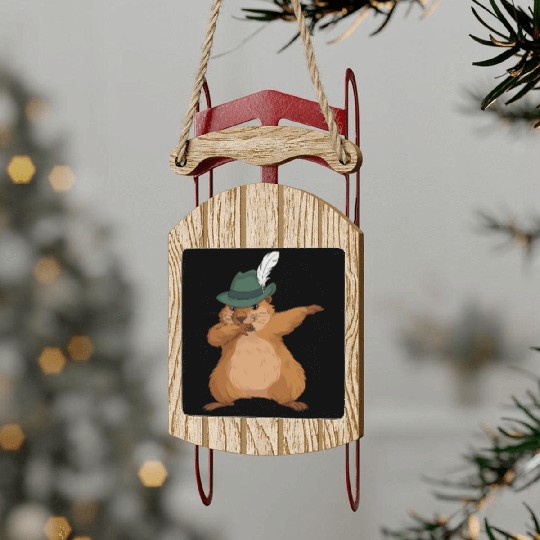 Groundhog Marmot for a Marmot lover groundhog fan Sled Ornaments