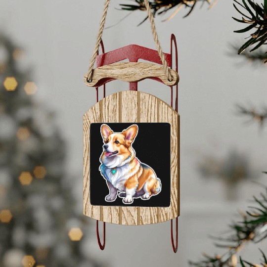 Pembroke Welsh Corgi Watercolor Sled Ornaments