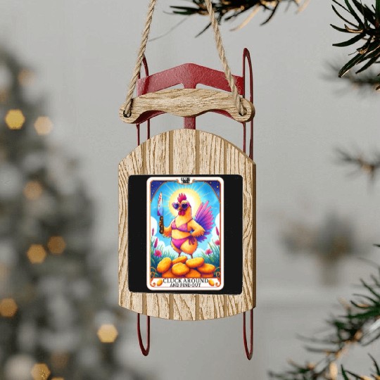 Funny Chicken Tarot Card, FAFO, Hilarious Sled Ornaments