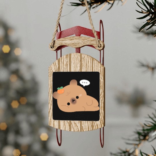 Tired Capybara Sled Ornaments