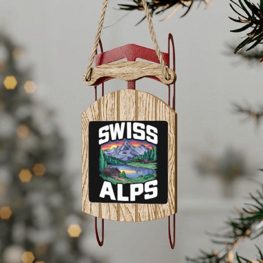 Swiss Alps Switzerland. Sled Ornaments