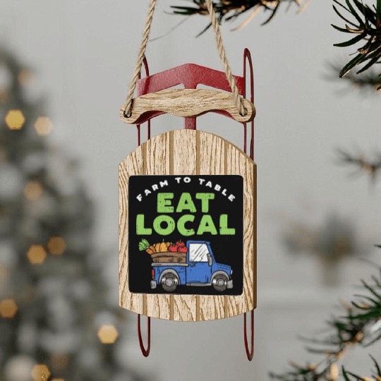 Farmers Market I Eat Local I Organic Food Sled Ornaments