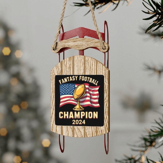 FANTASY FOOTBALL CHAMPION 2024 AMERICAN FLAG Sled Ornaments