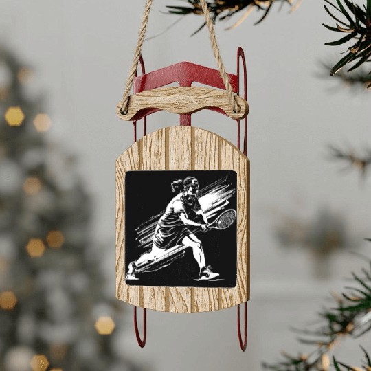 Tennis Player Sketch Sled Ornaments