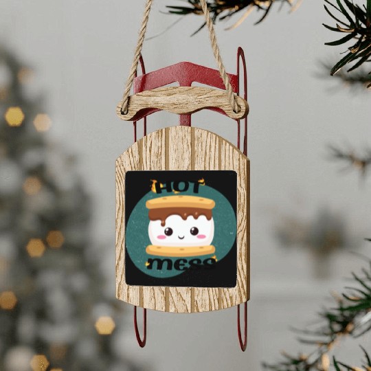 Hot Mess Kawaii S'more Meme Sled Ornaments