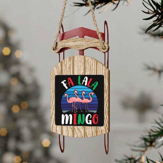 Candy Cane Flamingoes Fa La La Mingo Flamingo Sled Ornaments